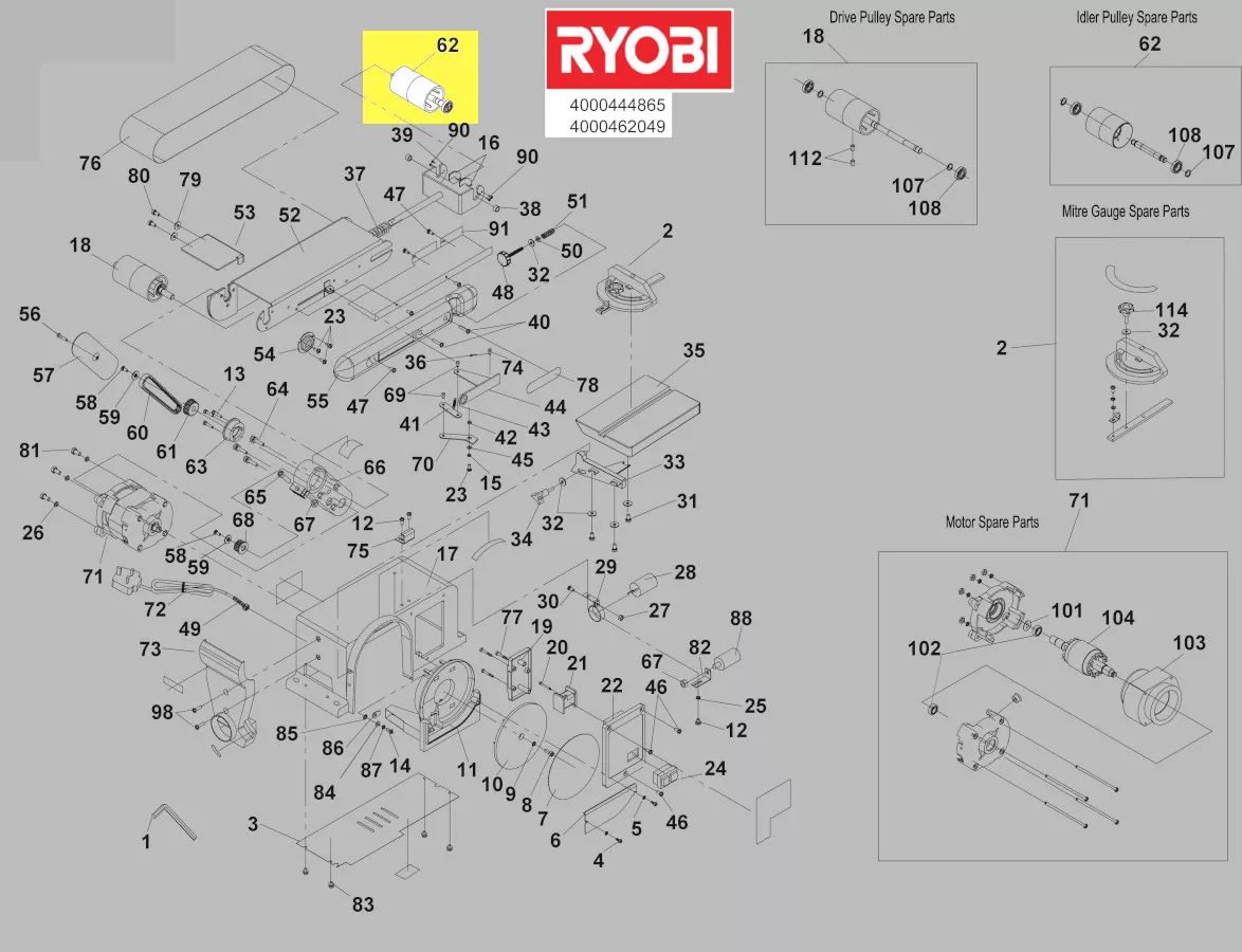 Galet d\'entrainement réf. 5131037597 Ryobi
